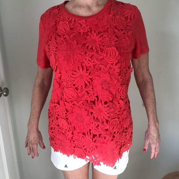 Tory Burch Tops - EUC Tory Burch “ Katama” Lace & Floral T shirt, M